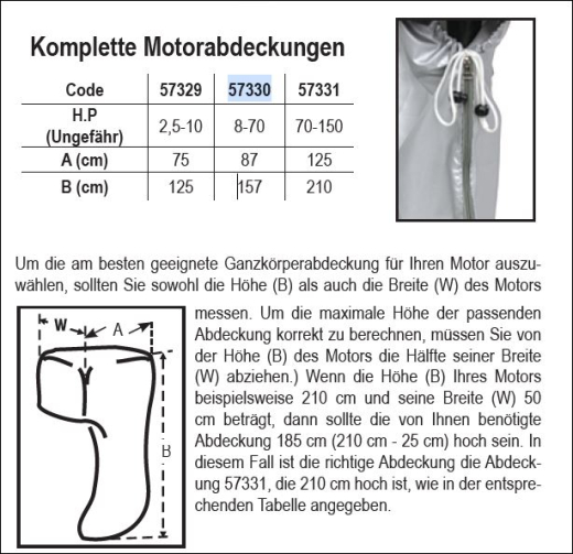 Motorabdeckung SeaCover Aussenboard-Motor 8-70PS