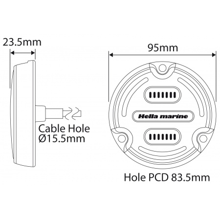 HELLA MARINE APELO A1 weiß/blau 1,7A 12 V 1800 Lumen, Unterwasser-LED, graues Gehäuse