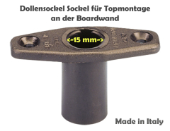 Sockel für Ruderdolle schwarz aus Polyamide, 15mm Aufnahme, Topmontage
