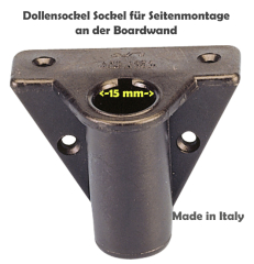 Sockel für Ruderdolle schwarz aus Polyamide, 15mm Aufnahme, Seitenmontage